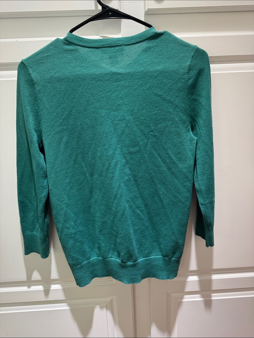 LOFT Teal Button-Front Crewneck Cardigan - Picture 2 of 4